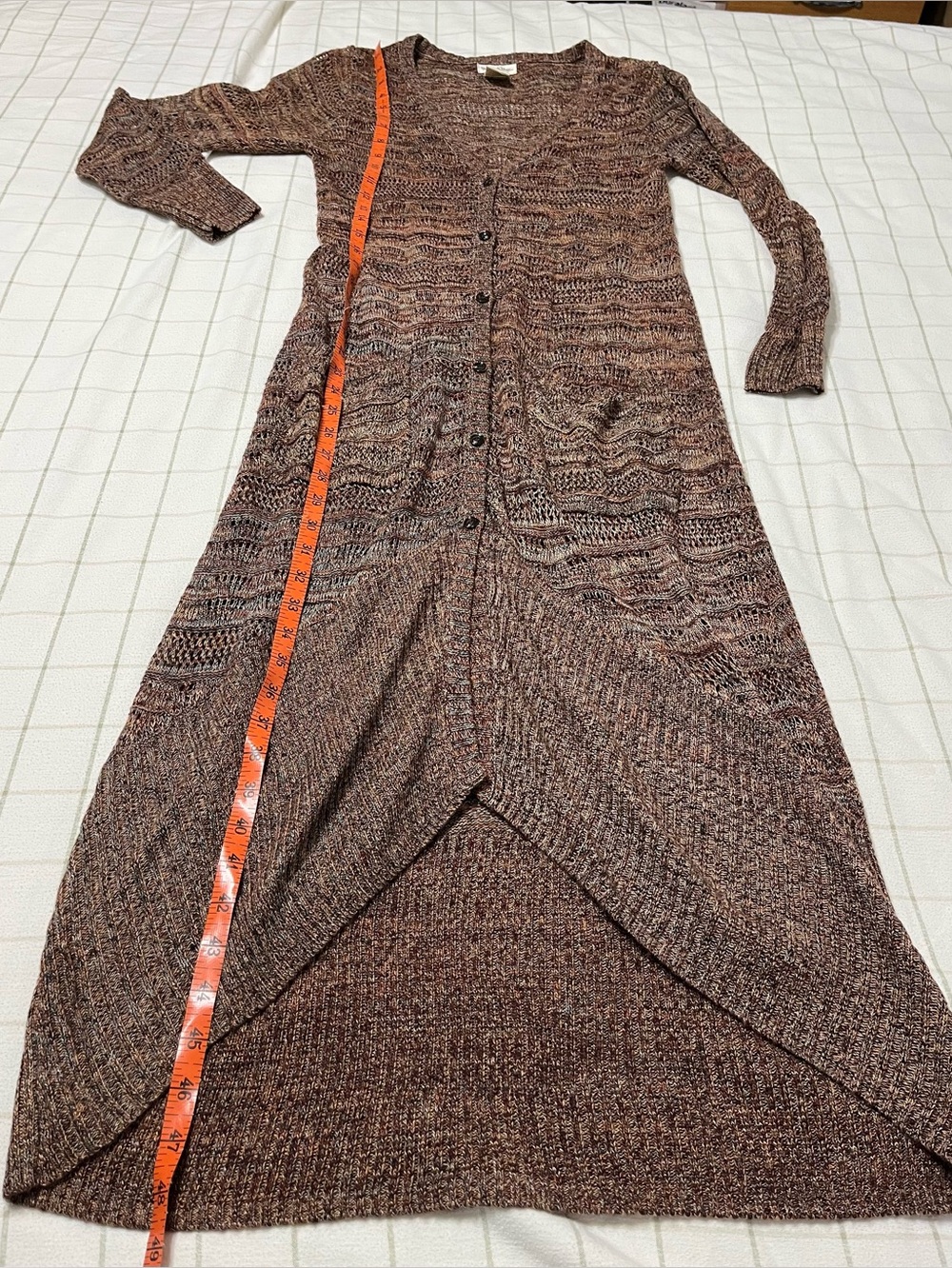 Monroe & Main Brown Women's Size S Open Knit Maxi Cardigan Duster Boho Earthy - Picture 7 of 11